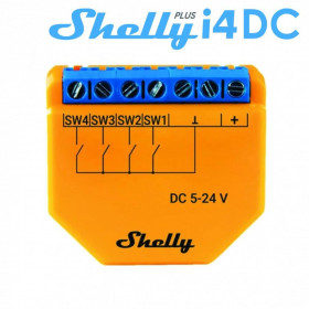 Shelly Plus i4 DC Έξυπνη Είσοδος Ασύρματου Διακόπτη / Ελεγκτής Σκηνής Wi-Fi + Bluetooth (Plusi4DC)